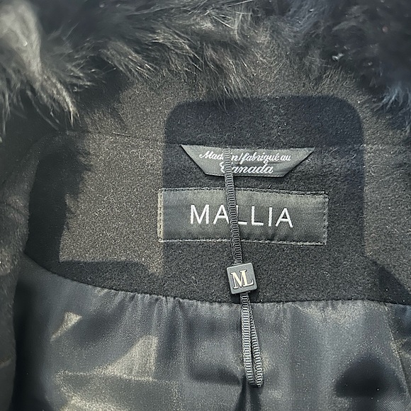 Malia Wool & Cashmere Fur Collar Black Midi Coat - NWOT Size 12 - Picture 2 of 7
